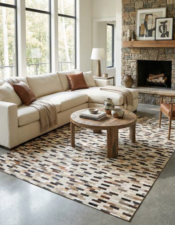 5' x 7' 9 Cowhide Leather Rug