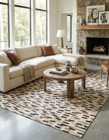 5' x 7' 9 Cowhide Leather Rug