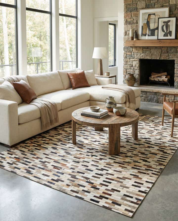 5' x 7' 9 Cowhide Leather Rug