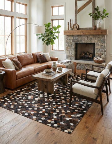 5' 1 x 8' Cowhide Leather Rug