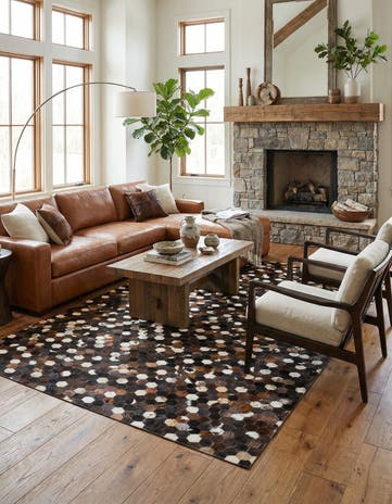5' 1 x 8' Cowhide Leather Rug