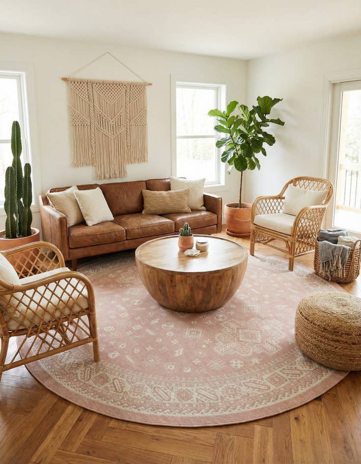 Detail image of 13' x 13'  Washable Aztec Indoor / Outdoor Round Rug