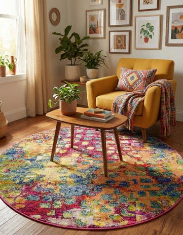 4' x 4' Washable Sevilla Round Rug