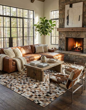5' x 8' Cowhide Leather Rug