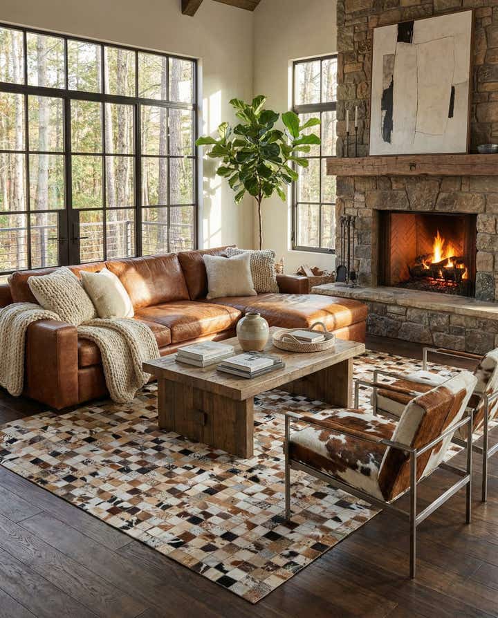 5' x 8' Cowhide Leather Rug