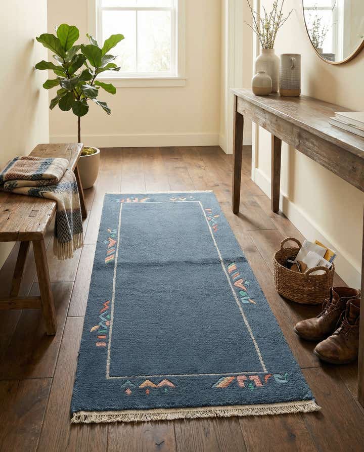 2' 4 x 4' 7 Hand Knotted Nepal Wool Runner Rug
