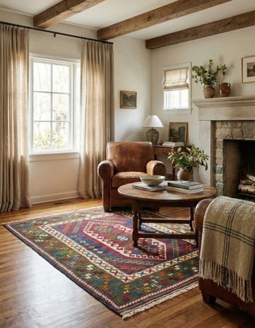 3' 9 x 4' 9 Hand Knotted Anatolian Oriental Wool Rug