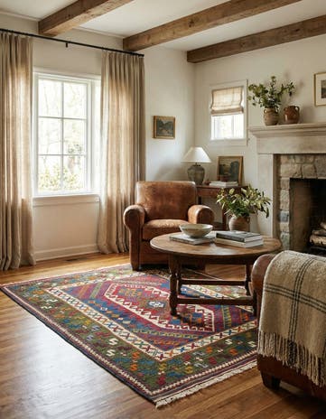 3' 9 x 4' 9 Hand Knotted Anatolian Oriental Wool Rug