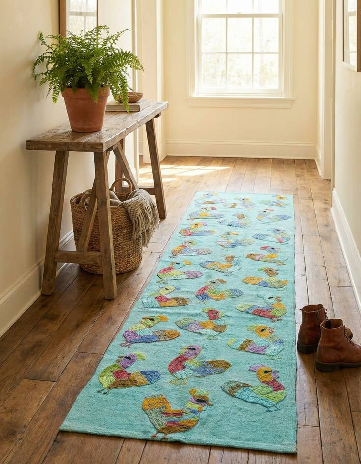 Detail image of  2' 4 x 9' 3  Hand Woven Kilim Suzani Wool Runner Rug