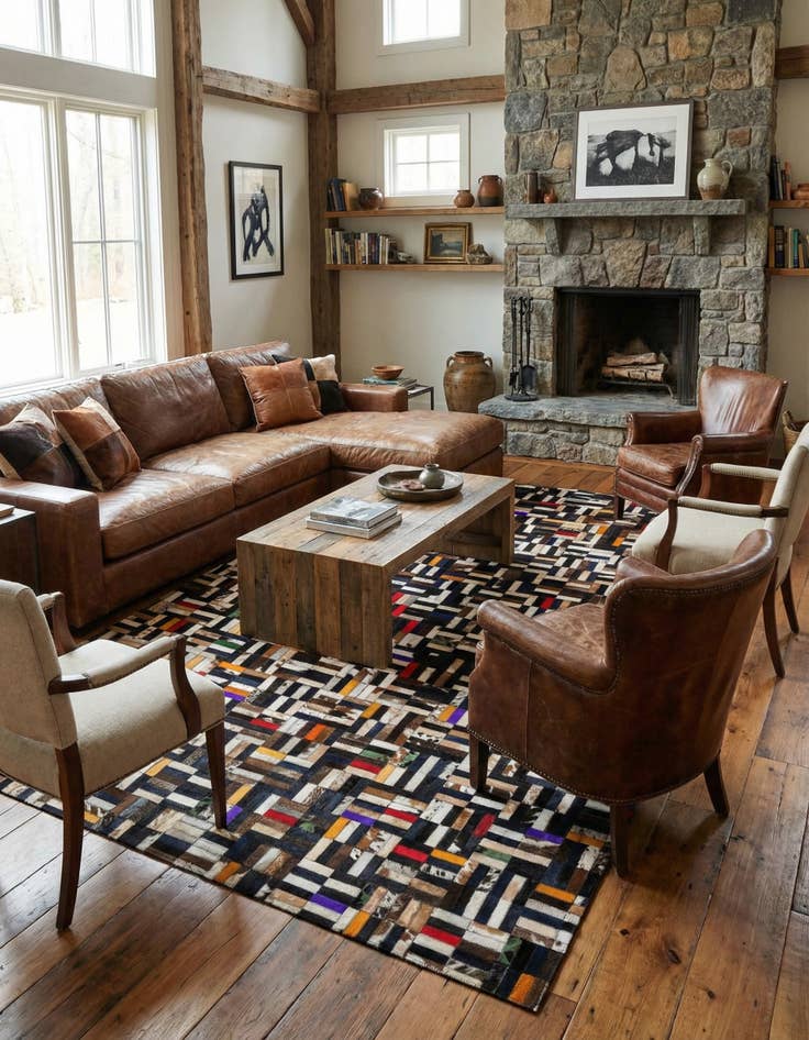 Detail image of  5' x 7' 11 Cowhide - Patchwork Rug