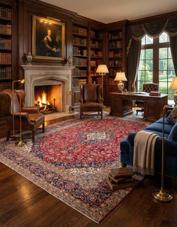 9' 8 x 13' Hand Knotted Kashan Persian Wool Rug