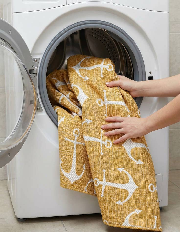 Detail image of 5' 3 x 5' 3  Washable Coastal Indoor / Outdoor Square Rug