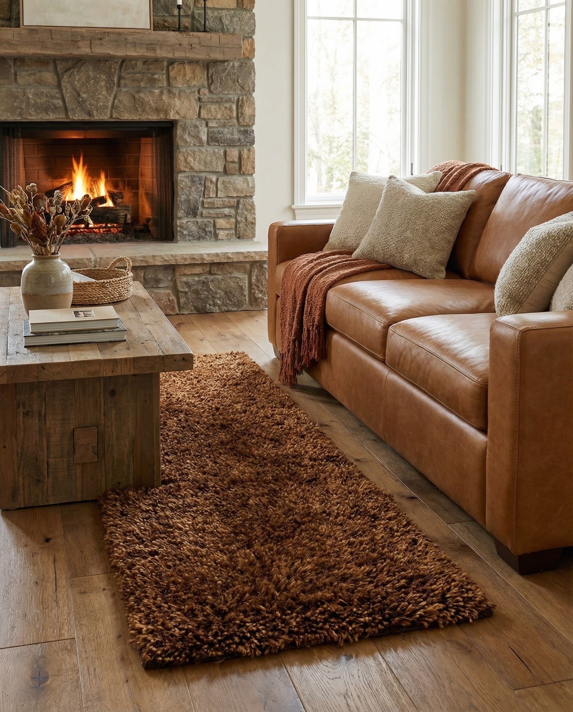  2' 5 x 5' Solid Shag Rug