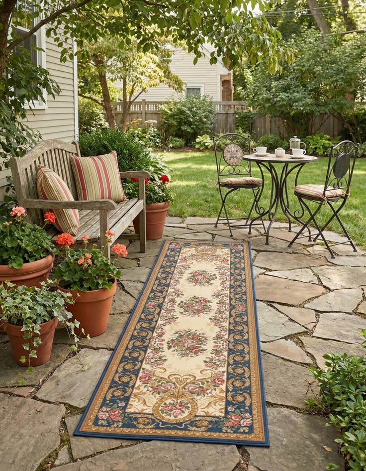 Detail image of 2' 7 x 10'  Washable Traditional Indoor / Outdoor Runner Rug