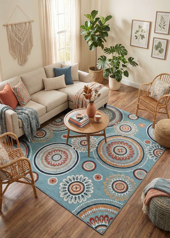 9' 9 x 12' Easy-Clean Botanical Indoor / Outdoor Rug