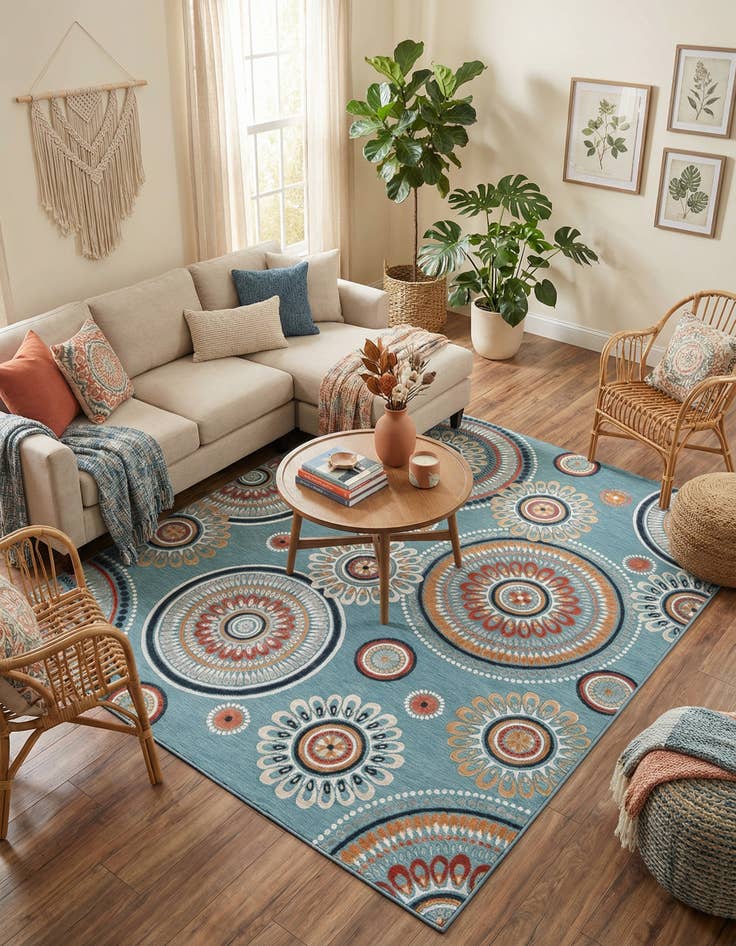 Detail image of  9' 9 x 12'  Washable Botanical Indoor / Outdoor Rug