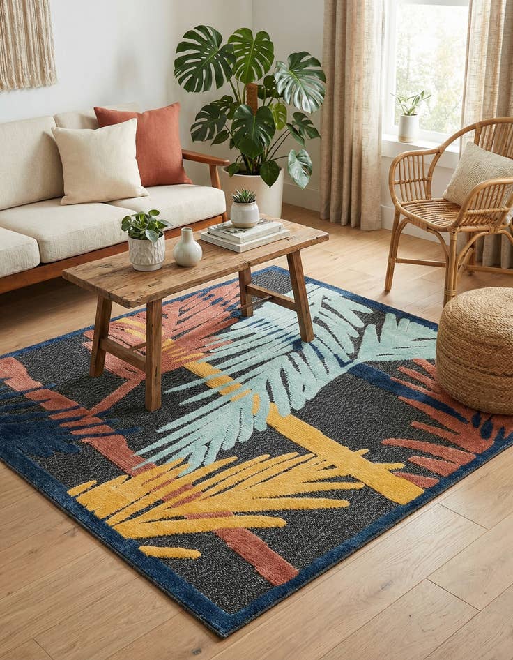 Detail image of 5' 3 x 5' 3  Washable Belize Indoor / Outdoor Square Rug