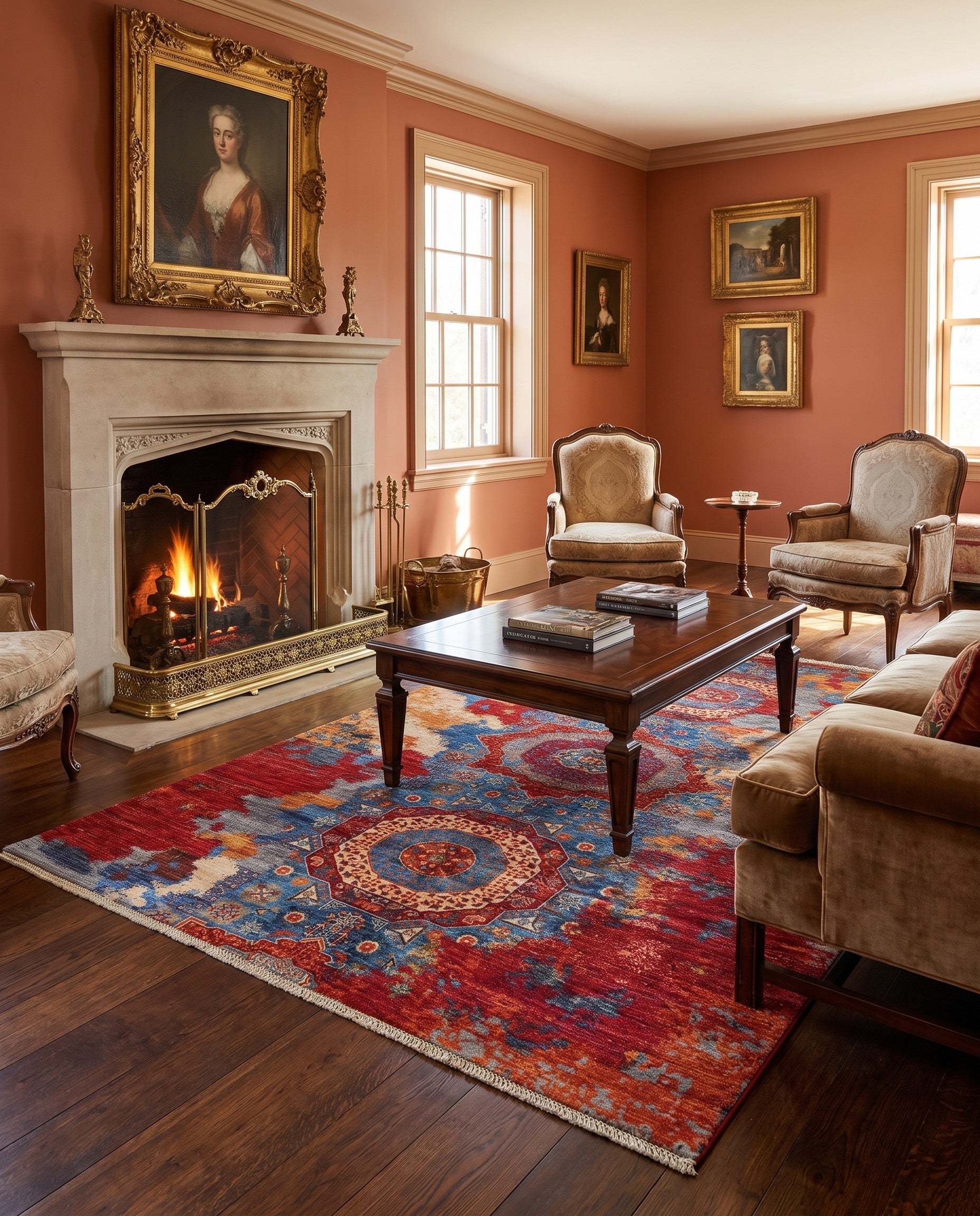5' 9 x 8' 5 Hand Knotted Mamluk Ziegler Rug