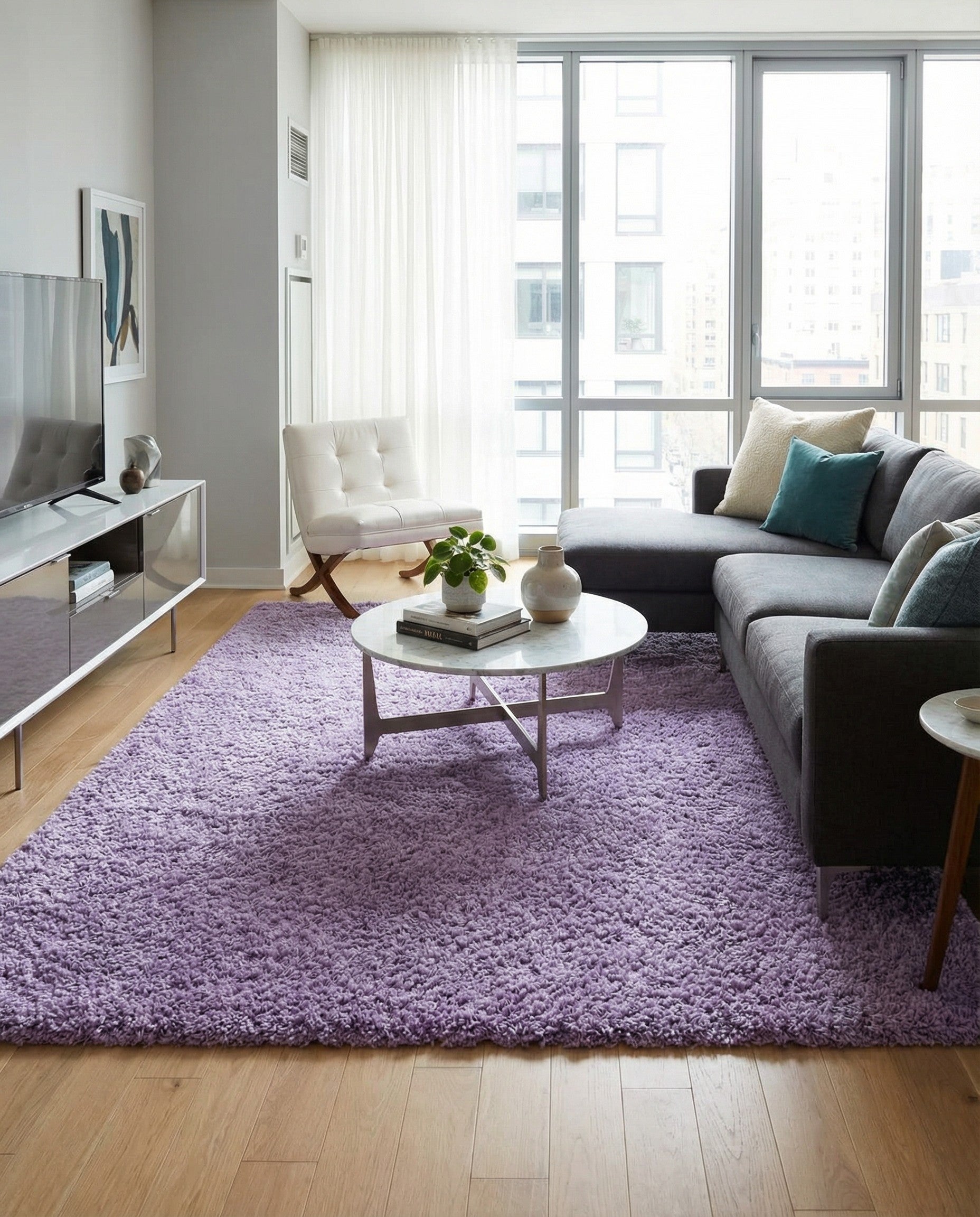  7' 10 x 10' Solid Shag Rug