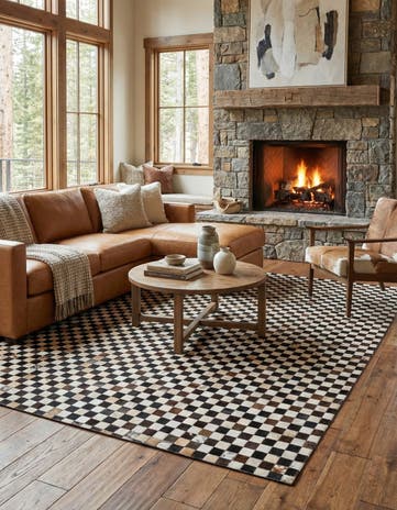 5' 1 x 8' 1 Cowhide Leather Rug