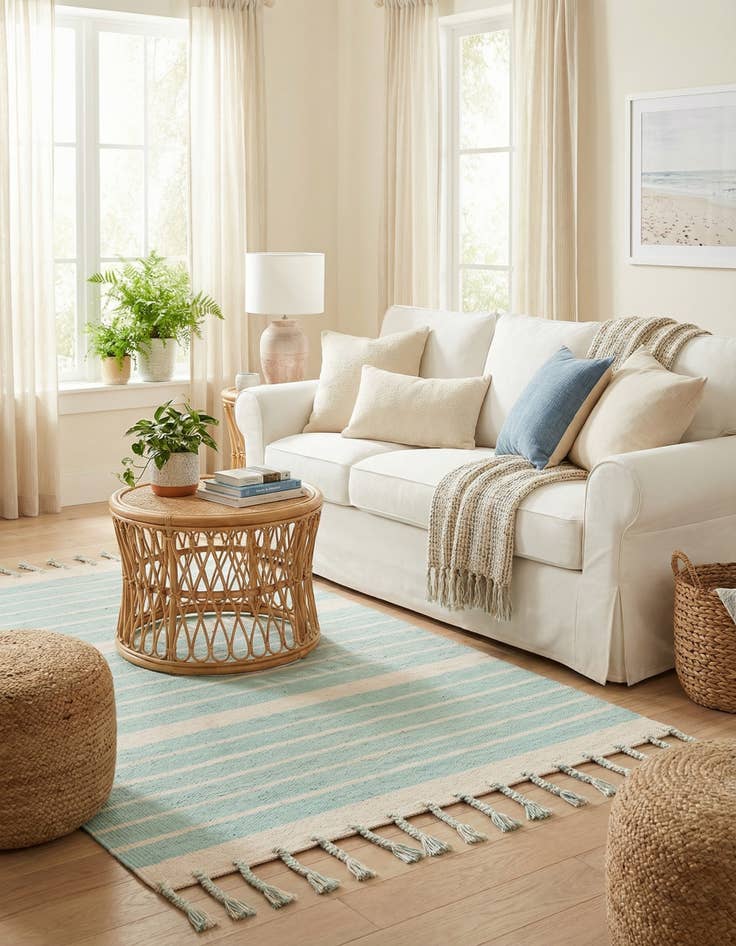 Detail image of  4' 1 x 6' 1  Hand Woven Chindi Cotton Rug