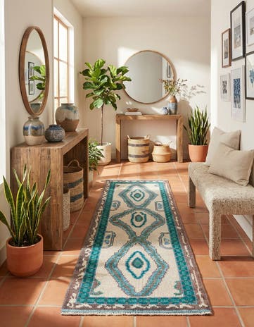 2' 8 x 8' Hand Knotted Moroccan Wool Runner Rug
