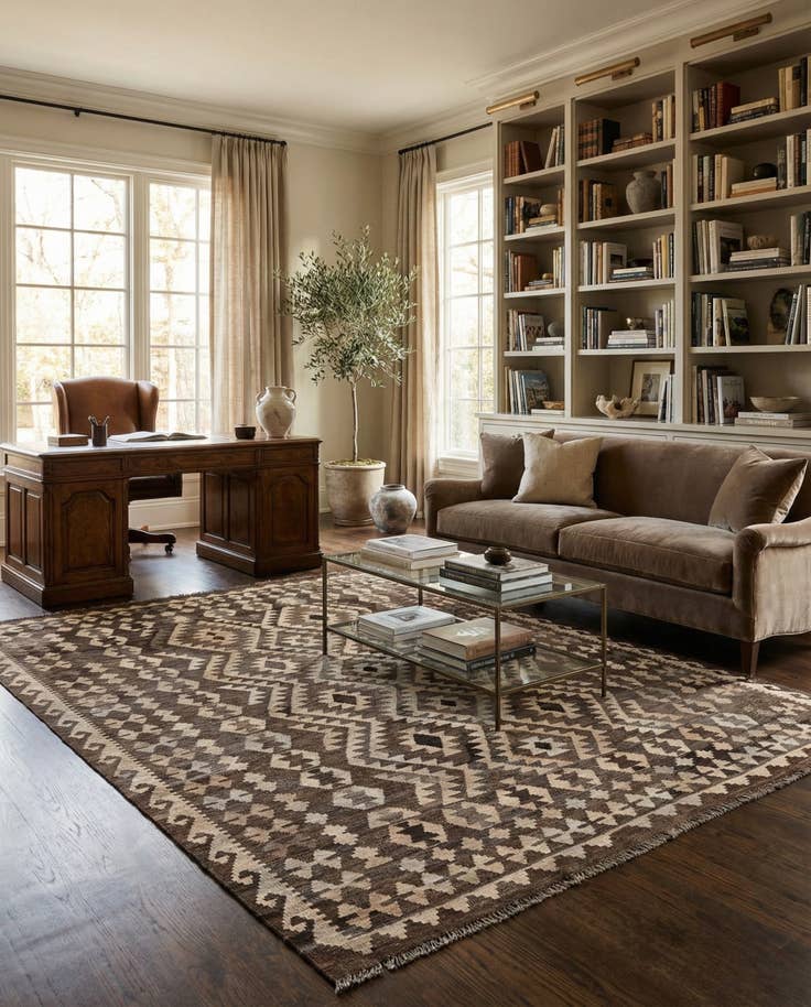 Detail image of 6' 10 x 9' 5 Hand Woven Kilim Maymana Wool Rug