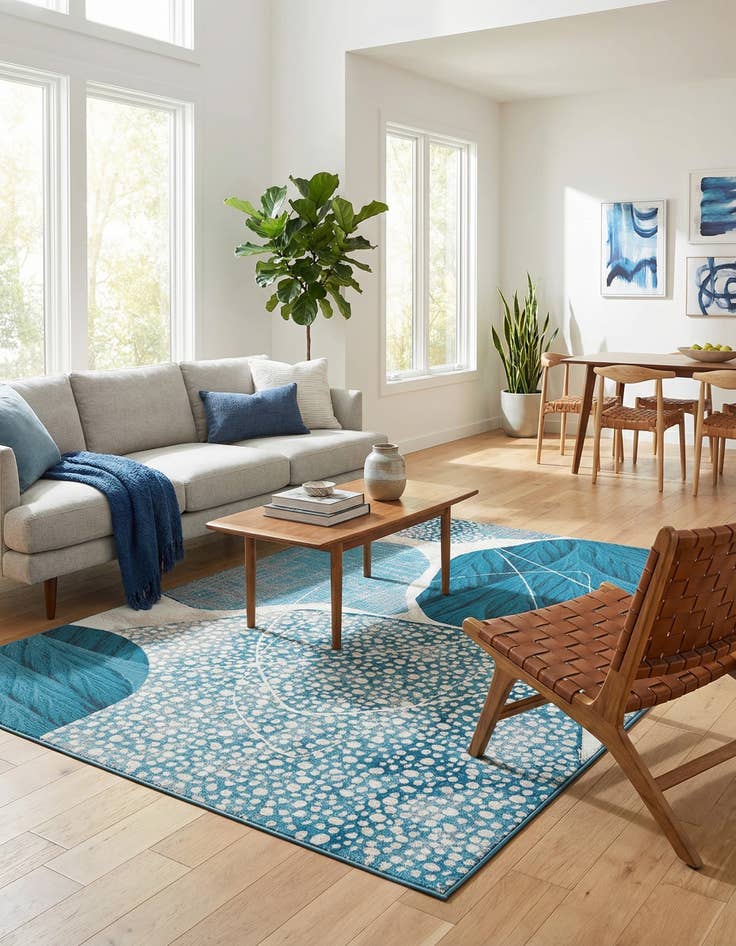 Detail image of  6' 1 x 9'  Washable Modern Indoor / Outdoor Rug