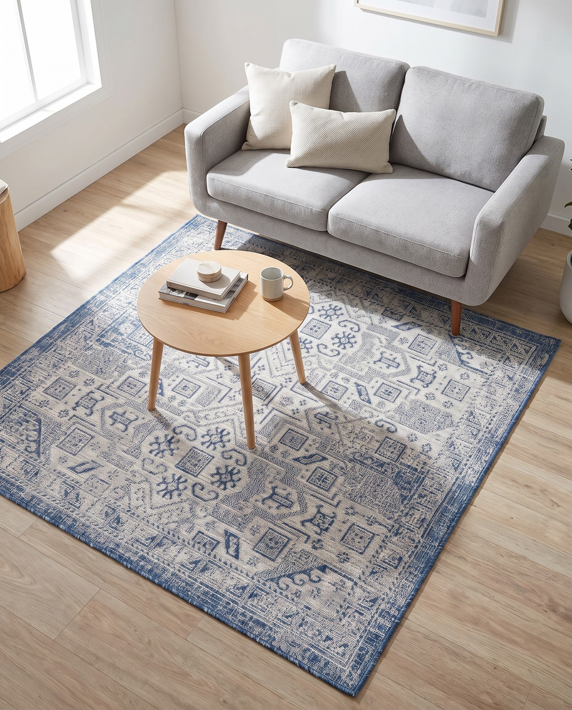 5' 3 x 5' 3 Easy-Clean Aztec Indoor / Outdoor Square Rug