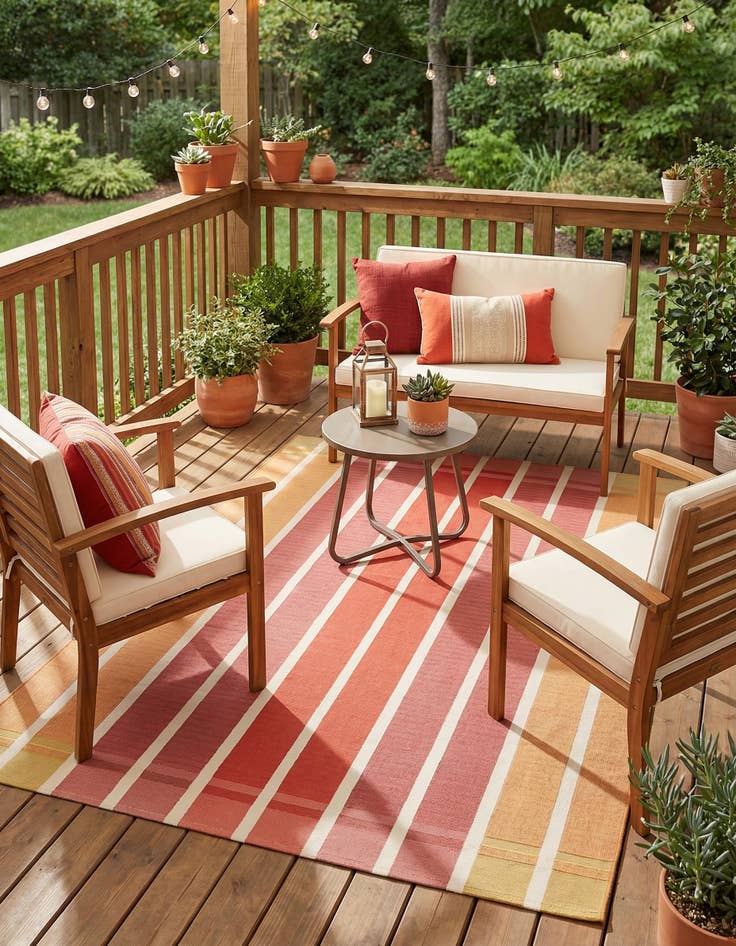 Detail image of 5' 3 x 8' Easy-Clean Striped Indoor / Outdoor Rug