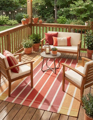 5' 3 x 8' Easy-Clean Ribbon Indoor / Outdoor Rug