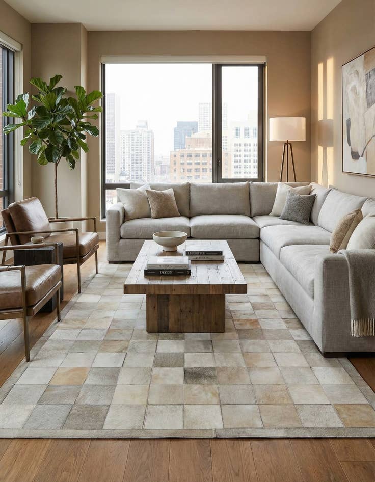 Detail image of 5' 2 x 7' 11 Cowhide - Patchwork Rug