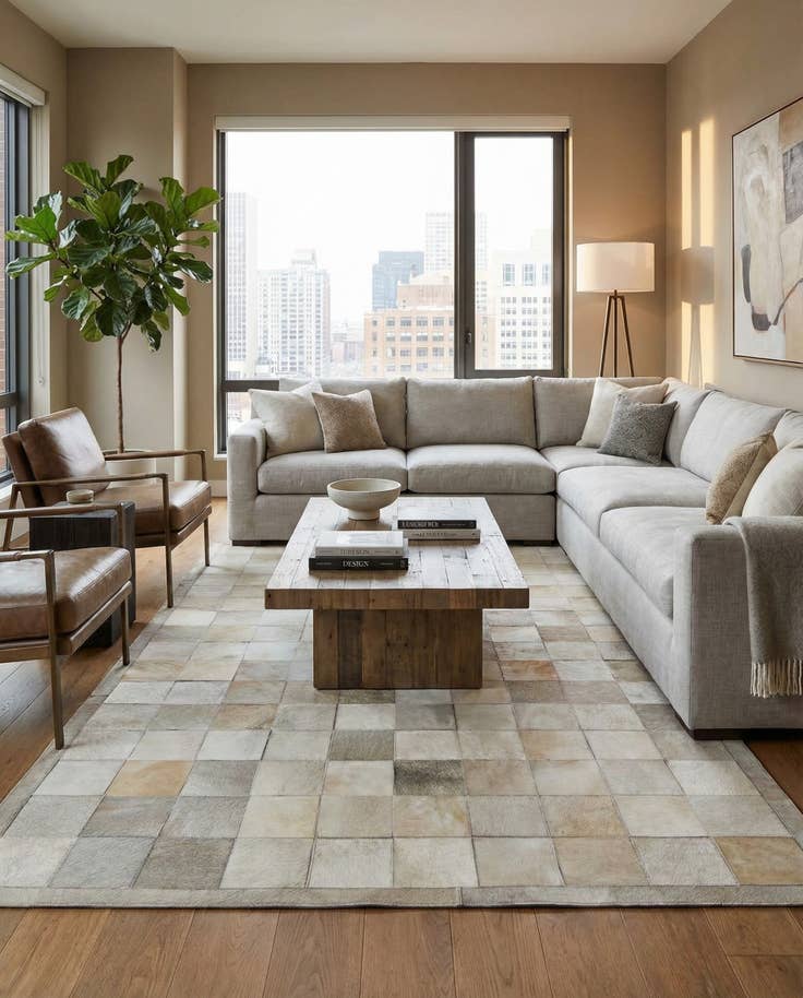 Detail image of 5' 2 x 7' 11 Cowhide - Patchwork Rug