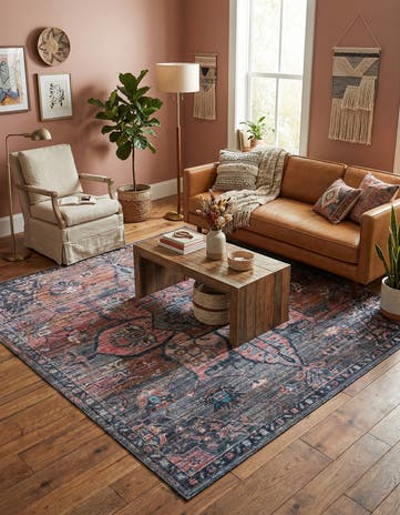 Washable Nostalgia Square Rug