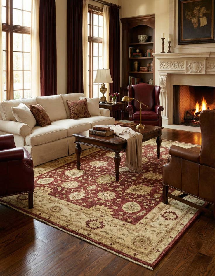 Detail image of  6' 10 x 8' 1  Hand Knotted Peshawar Ziegler Rug