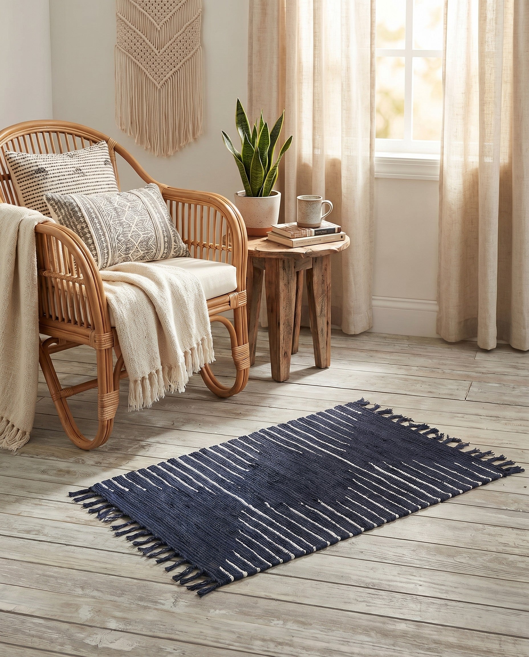 2' x 3' 1 Hand Woven Chindi Cotton Rug
