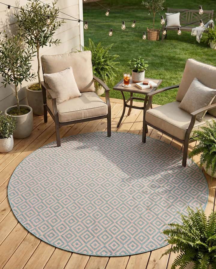 7' x 7' Easy-Clean Jill Zarin Costa Rica Indoor / Outdoor Round Rug
