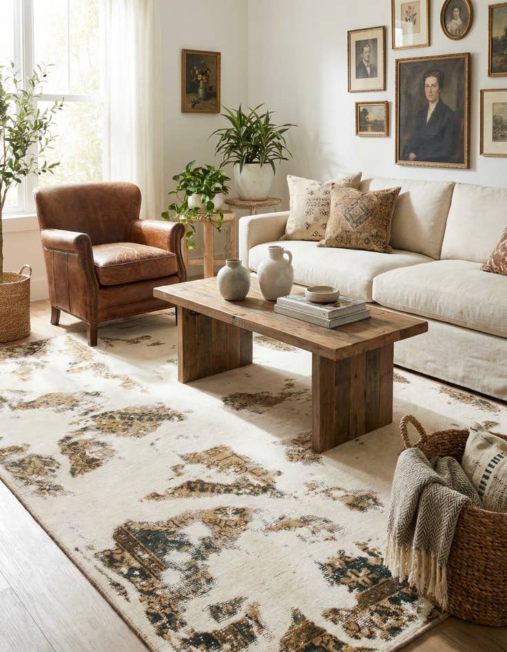 Detail image of 4' 10 x 7' 7 Hand Knotted Ultra Vintage Persian Wool Rug