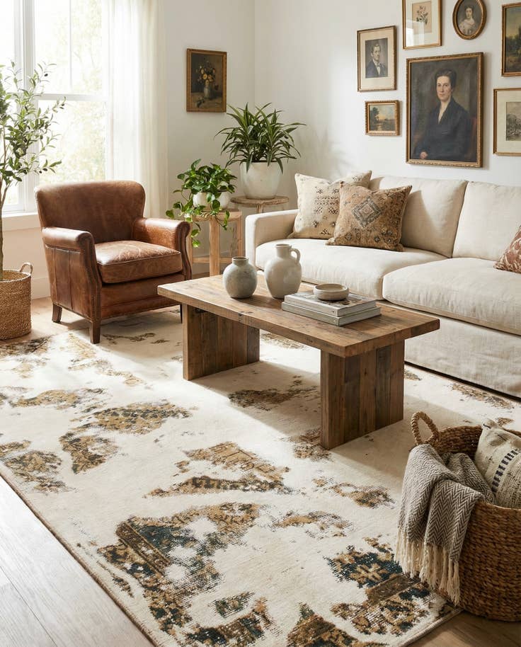 Detail image of 4' 10 x 7' 7 Hand Knotted Ultra Vintage Persian Wool Rug