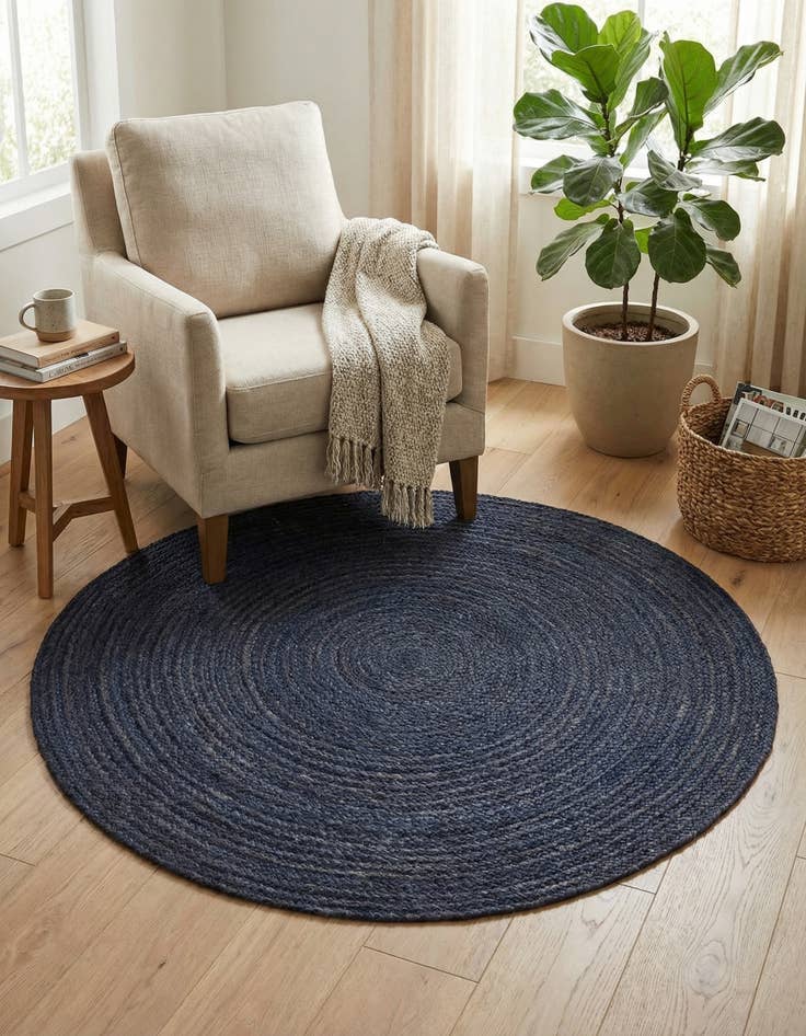 Detail image of  5' 1 x 5' 1  Hand Braided Jute Round Rug