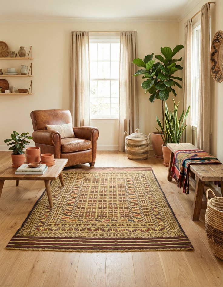 Detail image of 4' x 6' 2  Hand Woven Kilim Afghan Wool Rug