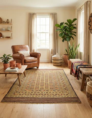 4' x 6' 2 Hand Woven Kilim Afghan Wool Rug