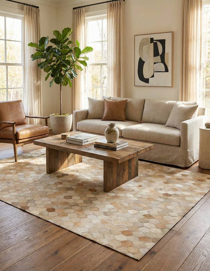 Detail image of 4' x 6' Cowhide Stocks Rug