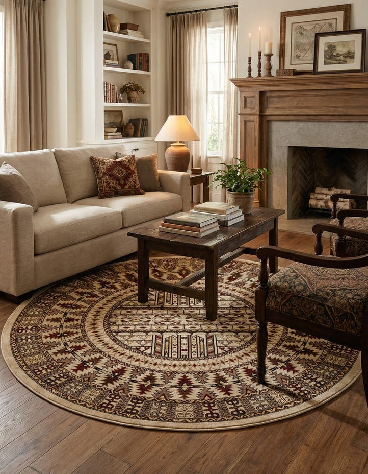 7' 10 x 7' 10 Bokhara Round Rug