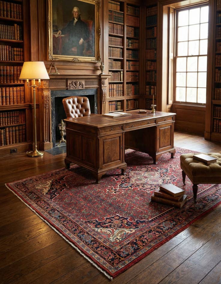 Detail image of 4' 7 x 7'  Hand Knotted Bidjar Persian Rug