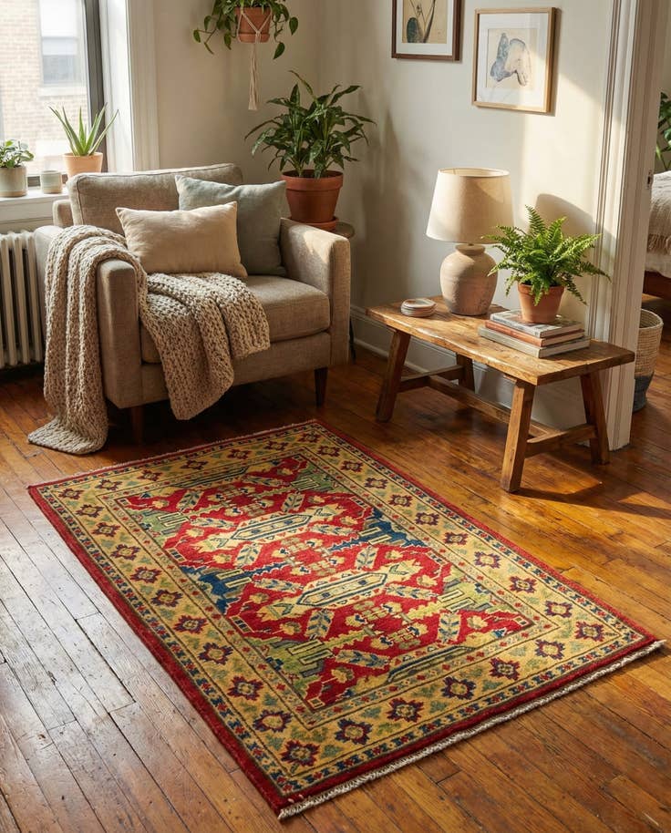 Detail image of 2' 8 x 4' Hand Knotted Kazak Rug