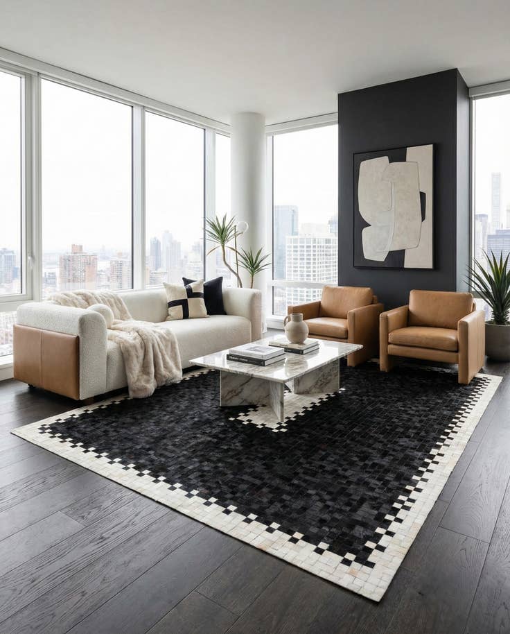 Detail image of 8' x 10' 3 Cowhide Stocks Rug