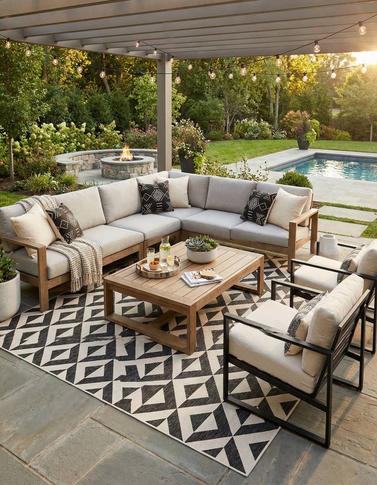 Detail image of  13' x 13'  Washable Jill Zarin Indoor / Outdoor Square Rug