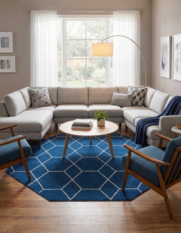 7' 10 x 7' 10 Lattice Frieze Octagon Rug