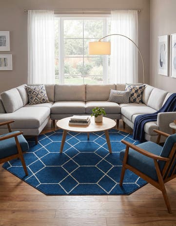 7' 10 x 7' 10 Lattice Frieze Octagon Rug